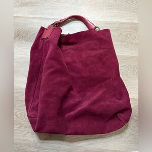 Elegant Wine Suede Shoulder Bag